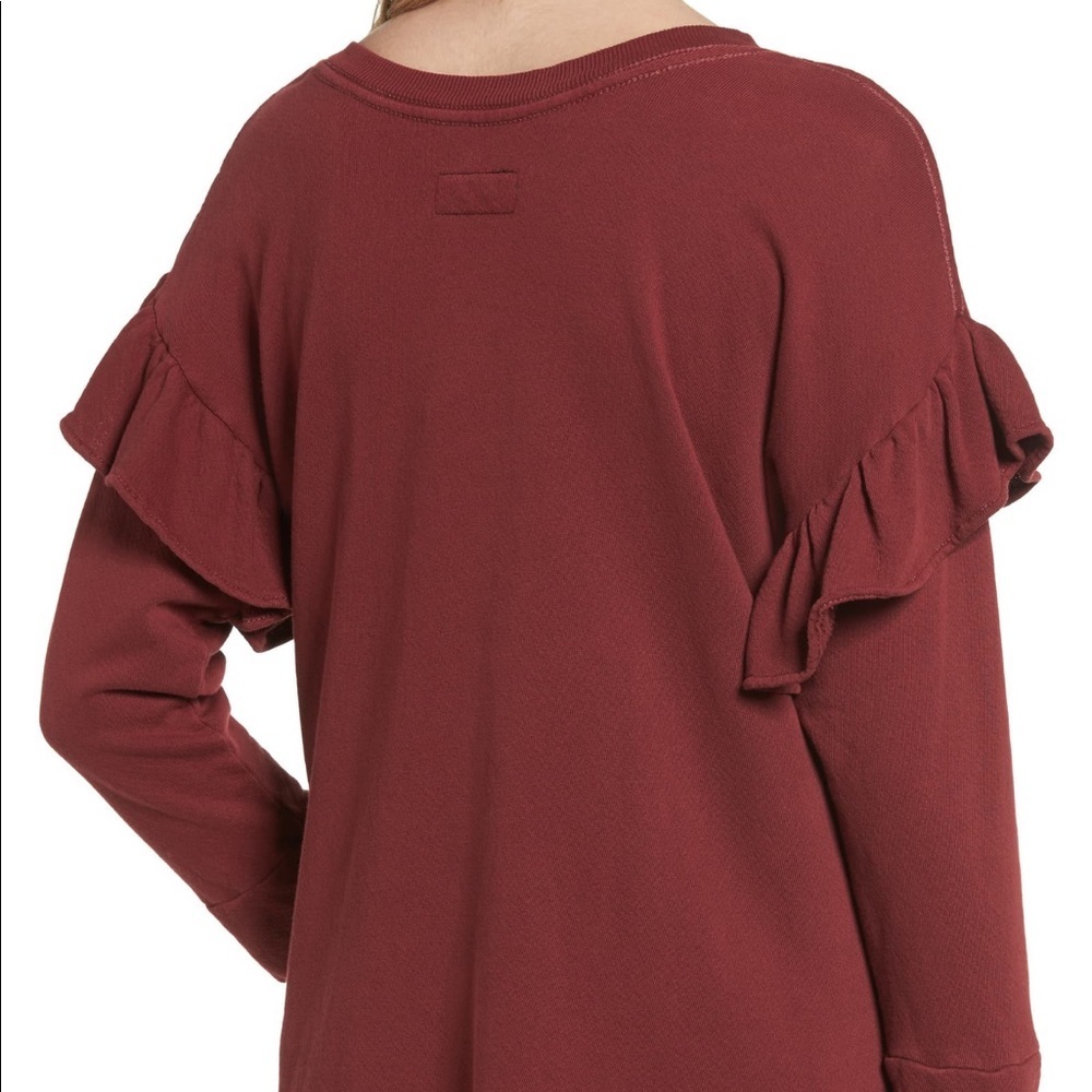 Current/Elliott The Ruffle Drop Shoulder Ruffle Sleeve Sweatshirt Small - Picture 4 of 9